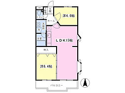 東武東上線 坂戸駅 徒歩7分の賃貸マンション 3階2LDKの間取り