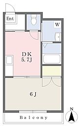 エスト東所沢 1DKの間取図画像