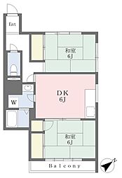 土屋コーポ 2DKの間取図画像
