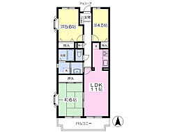 レシャンベール 3LDKの間取図画像