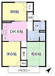 荒田コーポ 3DKの間取図画像
