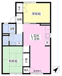 荒田コーポ 2LDKの間取図画像