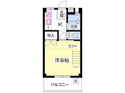 ゴールドハイムII 1階1Kの間取り
