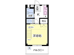 ゴールドハイム2 1Kの間取図画像