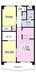 ルネス・しらさぎ 2LDKの間取図画像
