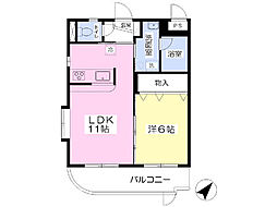 グリーンヒルズ 1LDKの間取図画像