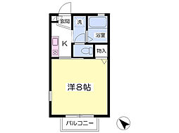 カーサ・オーチャード 1Kの間取図画像