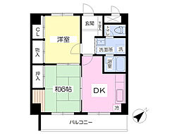 メゾンいまいちB 2DKの間取図画像