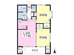 アダチメント3 2LDKの間取図画像