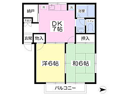 メゾン英 1階2DKの間取り