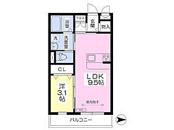 ラ　バーゼ 3階1LDKの間取り