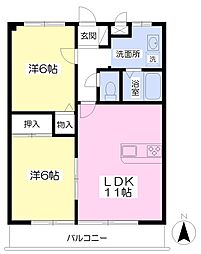 ブルーミング 2LDKの間取図画像