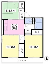 ユーカリハイツＣ棟 2階3DKの間取り