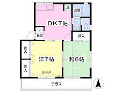 パルハウス 1階2DKの間取り