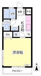 サンハイムミヤタＡ 2階1Kの間取り