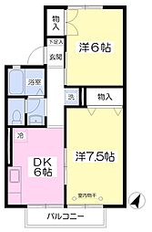 上信電鉄 南高崎駅 徒歩19分の賃貸アパート 2階2DKの間取り