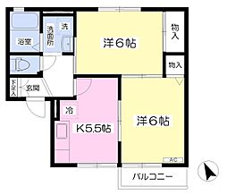 ヴィラ・エクセラン 1階2Kの間取り