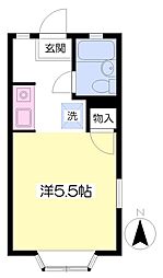 ビューラー本町 1階ワンルームの間取り