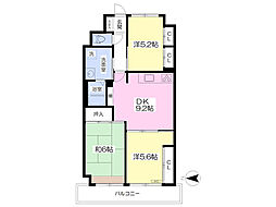 シャトーリバーサイド 3DKの間取図画像