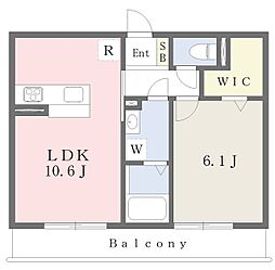 サンヒルズS 1LDKの間取図画像
