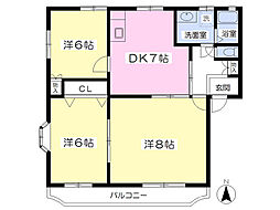 S・Tハイム 3DKの間取図画像