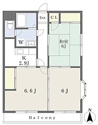 今井マンション 3Kの間取図画像