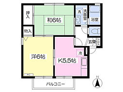 ヴィルヌーブA 2Kの間取図画像