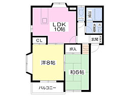 ヴィレッジ岡田 2LDKの間取図画像