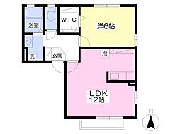 ファミール七日市C 1LDKの間取図画像