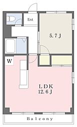 大和第二ビル 4階1LDKの間取り