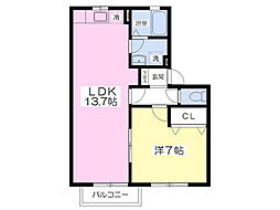メゾン・ベルジュ弐番館 2階1LDKの間取り