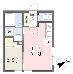 リコルド河原町 1階1DKの間取り