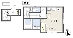 ラグライフ向山 2階ワンルームの間取り