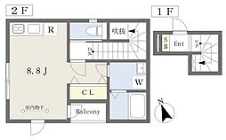 ラグライフ向山 2階ワンルームの間取り