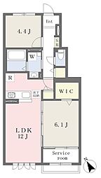 カーサ・デル・ソーレ八幡 1階2LDKの間取り