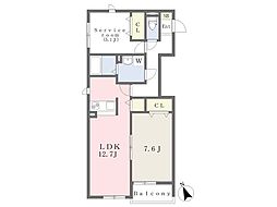 カーサ若林 1階1SLDKの間取り