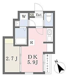 タン・ウルーズI 1階1DKの間取り