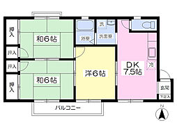 セジュール二軒橋 3DKの間取図画像