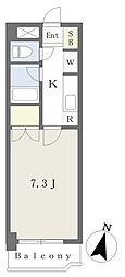 カストール鹿野 1Kの間取図画像
