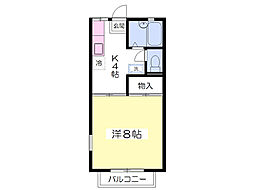 グリーン・ヒルズB 1Kの間取図画像