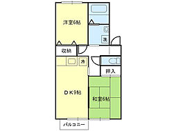 セジュールヤハタ 2DKの間取図画像