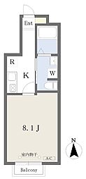 Azul長町3 1Kの間取図画像