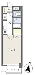 カストール鹿野 1Kの間取図画像