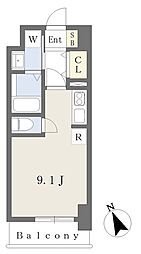 R'sISHINAZAKA ワンルームの間取図画像