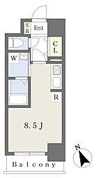 R'sISHINAZAKA ワンルームの間取図画像