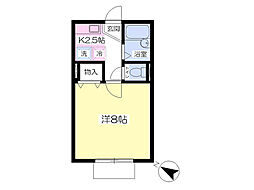 コーポ・リュミエール 2階1Kの間取り