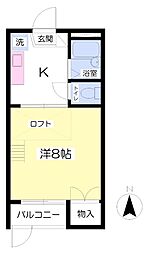 メゾン高平A棟 1Kの間取図画像
