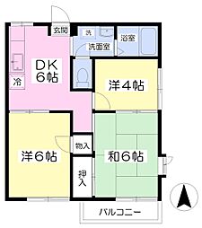 セフィラハイツIZUMI 3DKの間取図画像