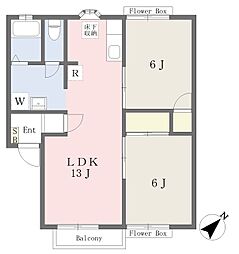 スワンレークA 2LDKの間取図画像
