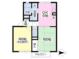 ファミーユ南中山 2DKの間取図画像